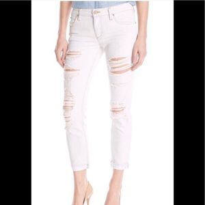 Klique b. Mid rise/ boyfriend distressed/Ripped jeans cropped length. HTF Sz 26